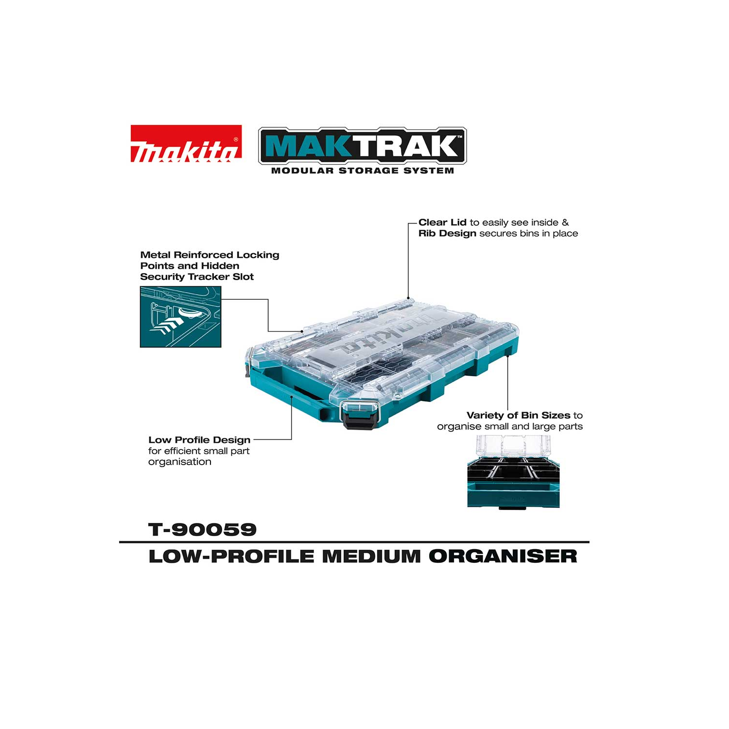 MAKITA MAKTRAK (T-90059) Low Profile Medium Organiser thumbnail 2
