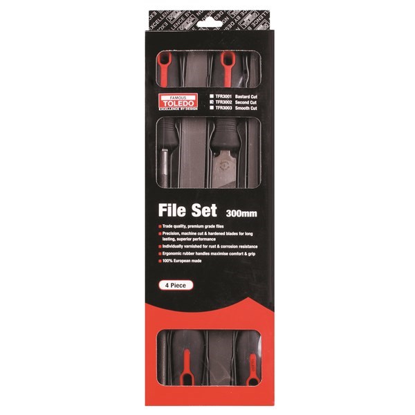 TOLEDO TFR3002 -4PC FILE SET SECOND CUT - 300MM