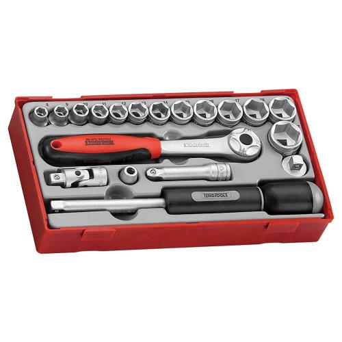 Teng TT3819 19pc 3/8in Dr. Skt & Acc Set 8-22mm - TC-Tray