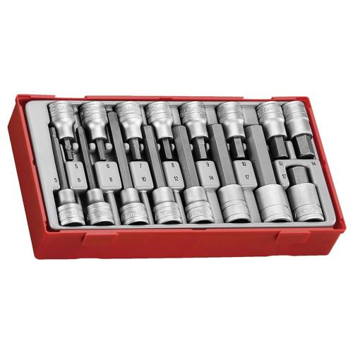 Teng TTHEX16 16pc 1/2in Dr. Hex Bit Skt Set - TC-Tray