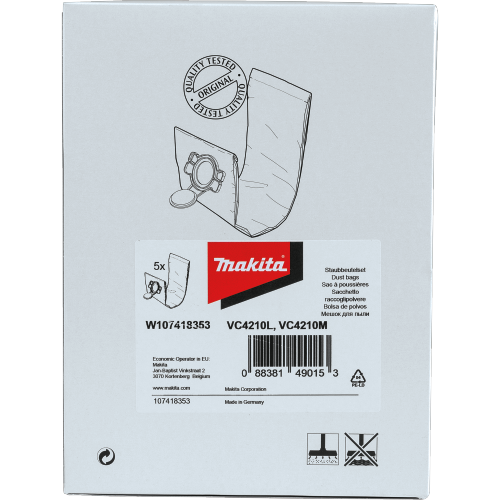 MAKITA 5PK VACUUM BAGS- SUIT VC4210
