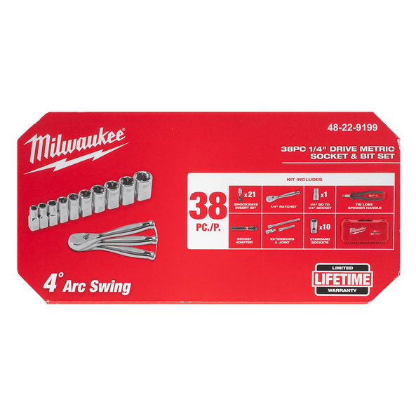 MILWAUKEE 1/4" Drive 38pc Metric Socket & Bit Set 48229199 thumbnail 2
