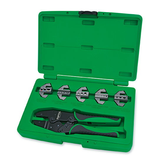 TOPTUL 6PCS Quick Interchangeable Ratchet Crimping Tool Kit