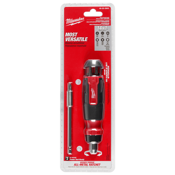 MILWAUKEE 48222903 14-IN-1 RATCHETING MULTI-BIT SCREWDRIVER thumbnail 2