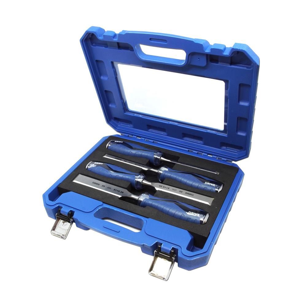 NAREX Impact HD Bevel Edge Chisel 4pc Set in Case - Heavy Duty