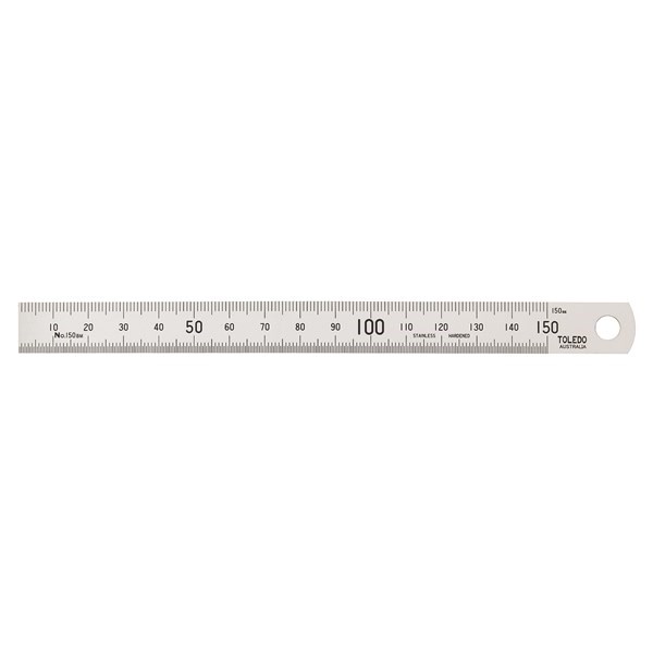 TOLEDO STAINLESS STEEL SINGLE SIDED RULE METRIC - 150MM