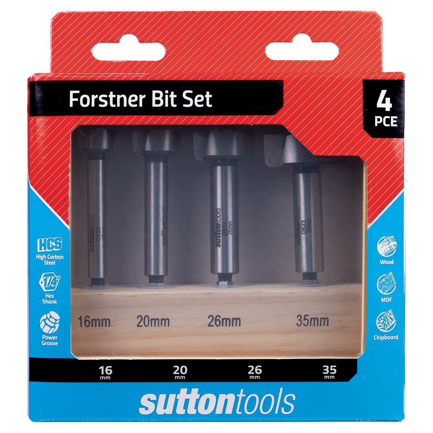 SUTTON 4PC FORSTNER BIT SET