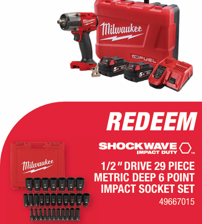 MILWAUKEE M18FMTIW2F12-502C FUEL™ 1/2" Mid-Torque Impact Wrench with Friction Ring Kit
