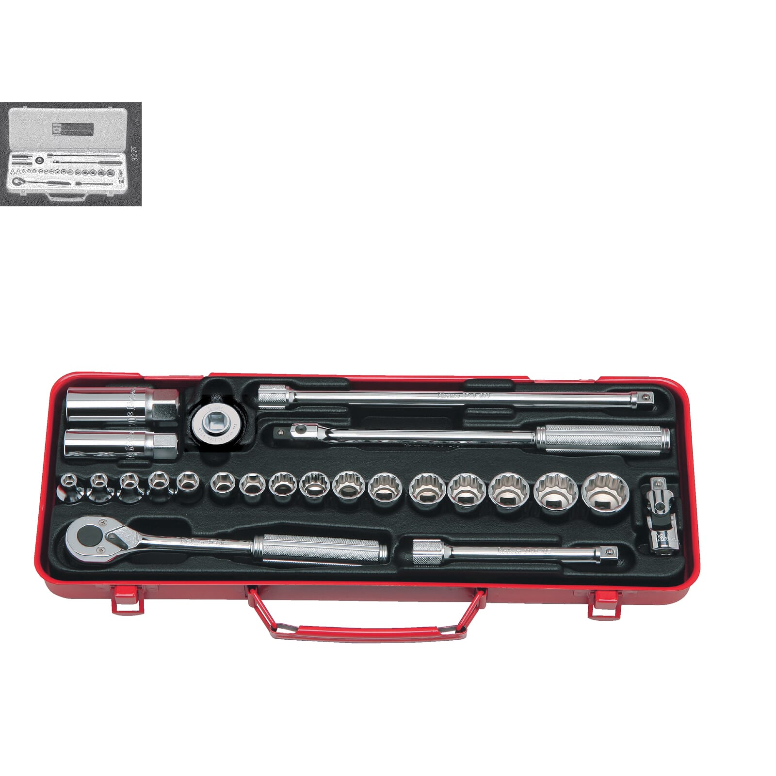 Koken 3275 Socket Set 6 & 12pt 24pc 3/8"Dr 6-22mm & 16-20.8mm Spark Plug Sockets