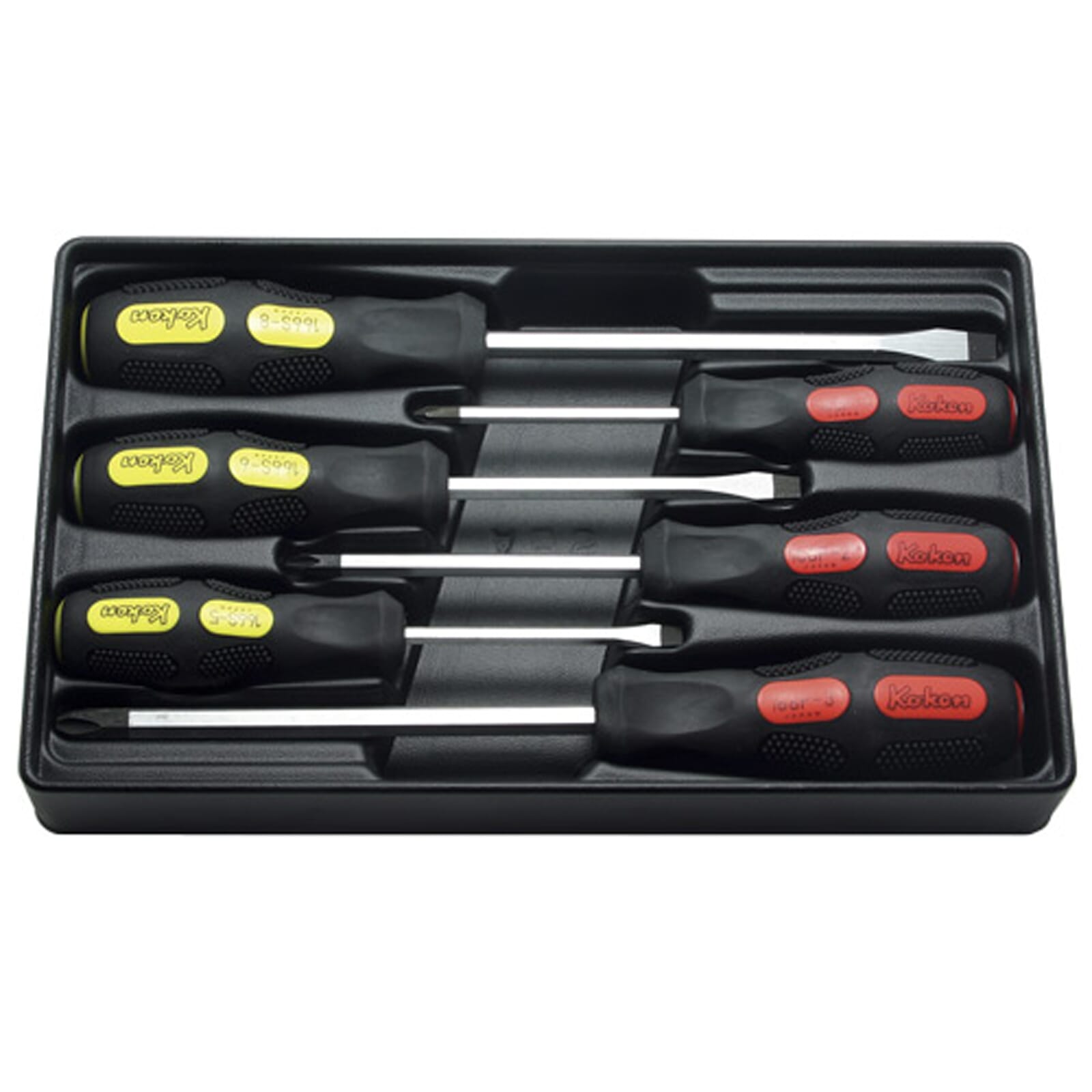 Koken PK166PS Screwdriver Set (Drive Through) Heavy Duty 6pc #1-3 Ph & 5-8mm Flat in Case