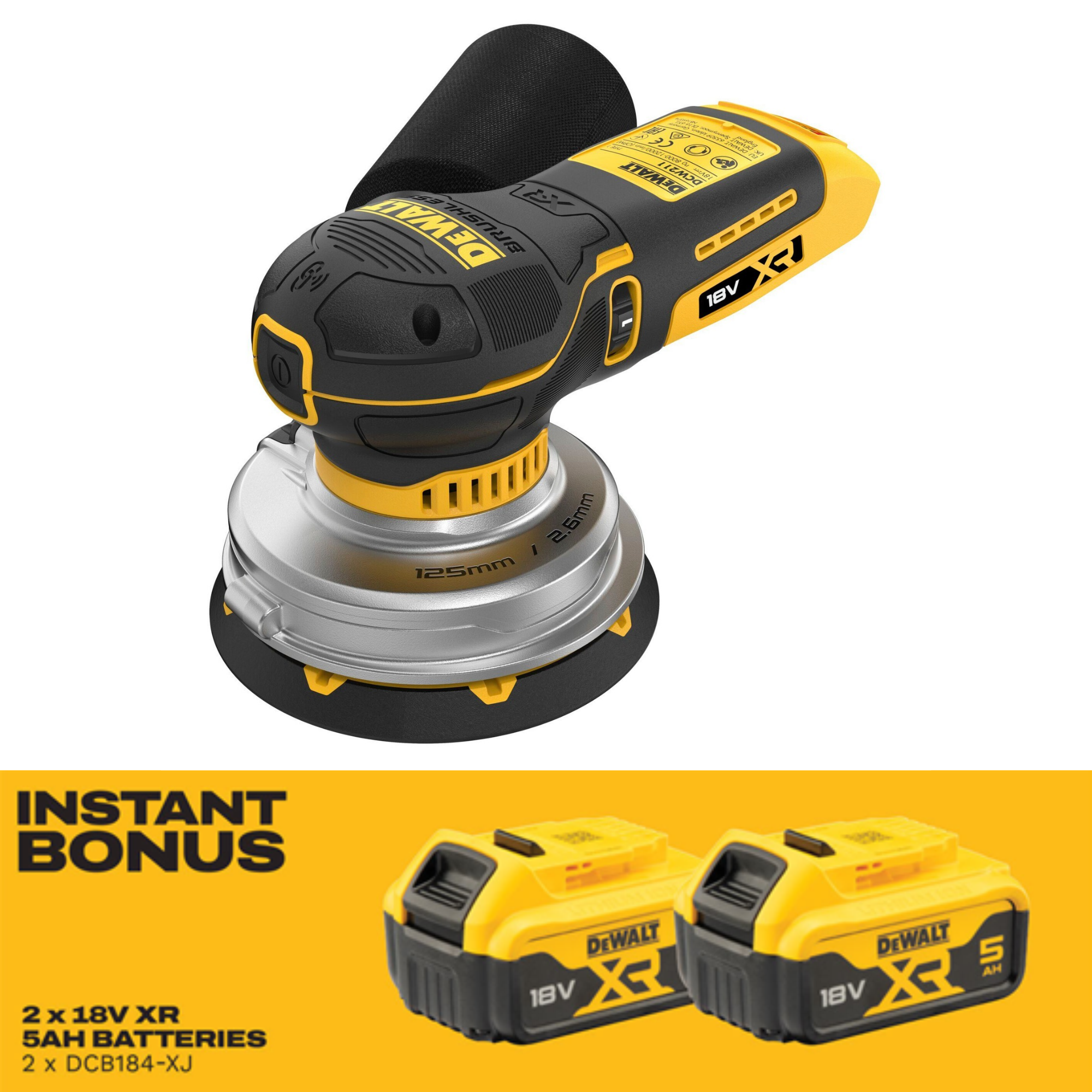 DEWALT DCW211N-XJ 18V XR 125MM RANDOM ORBITAL SANDER SKIN