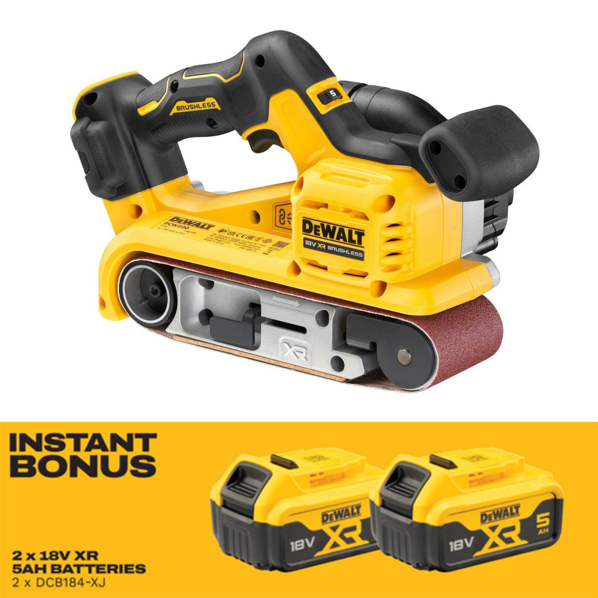 DEWALT DCW220N-XJ 18V XR Brushless Belt Sander - Tool Only