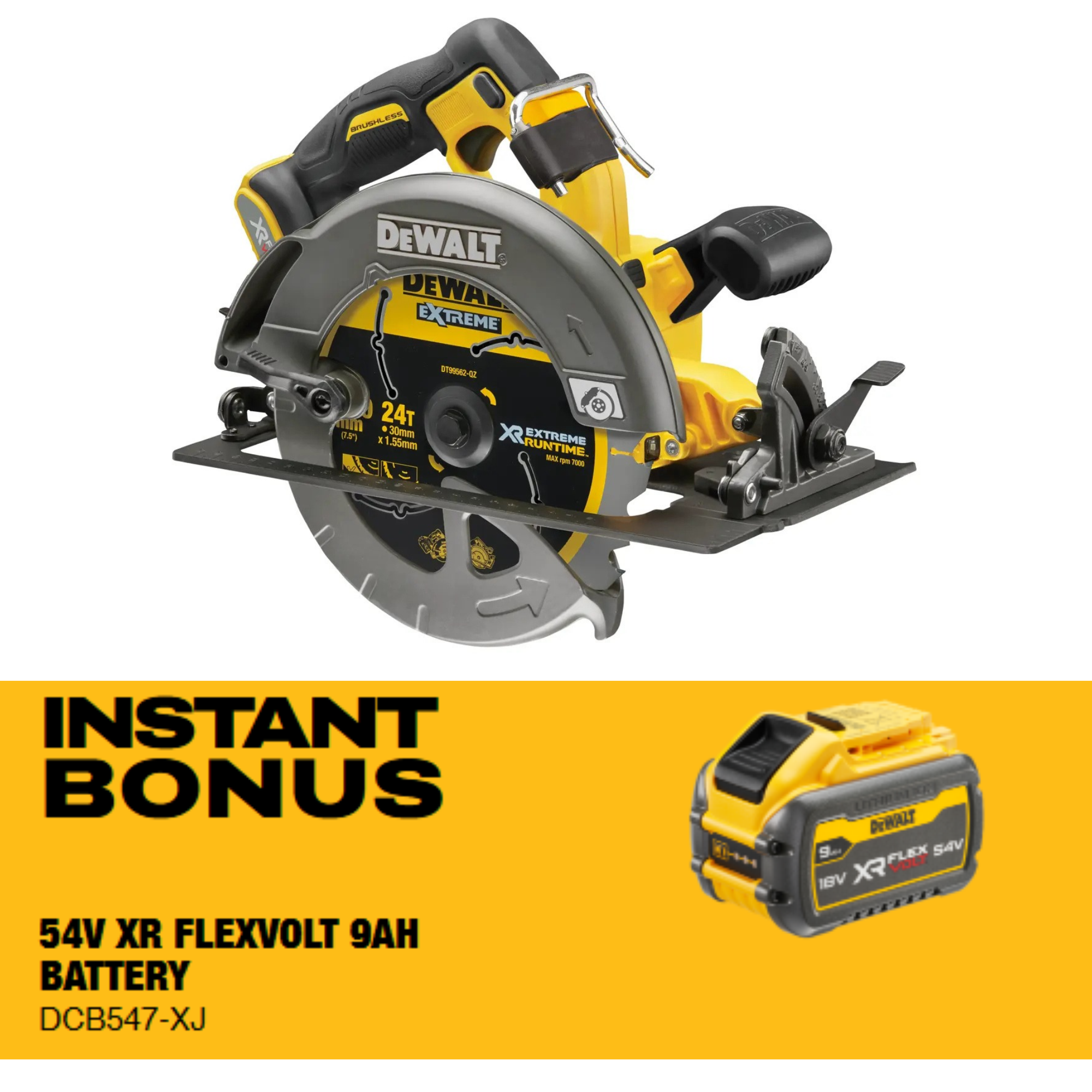 DEWALT XR 54V DCS578N-XE FLEXVOLT® 184 mm Circular Saw - Tool Only