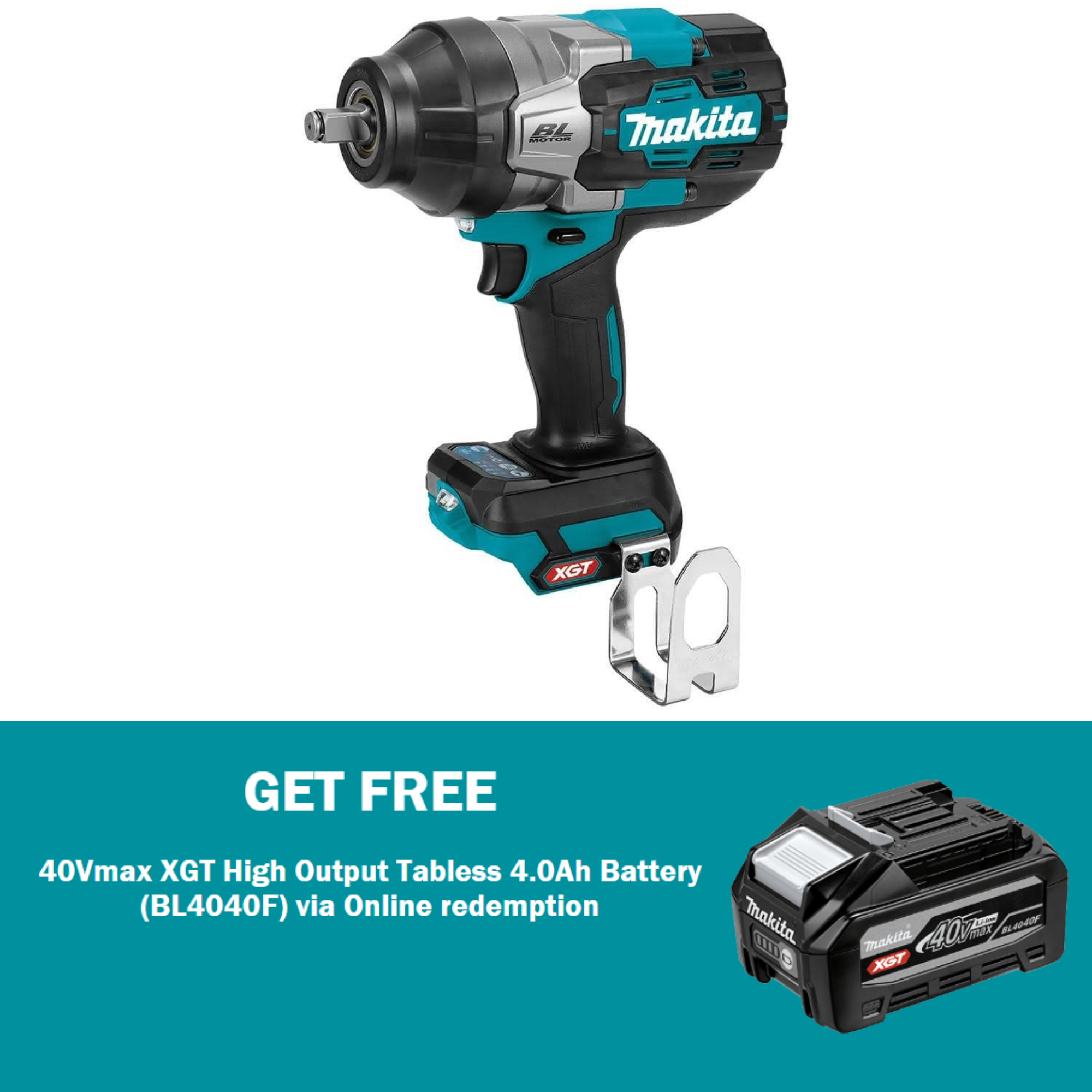 MAKITA TW002GZ 40Vmax XGT Brushless High Torque ½" Impact Wrench Skin