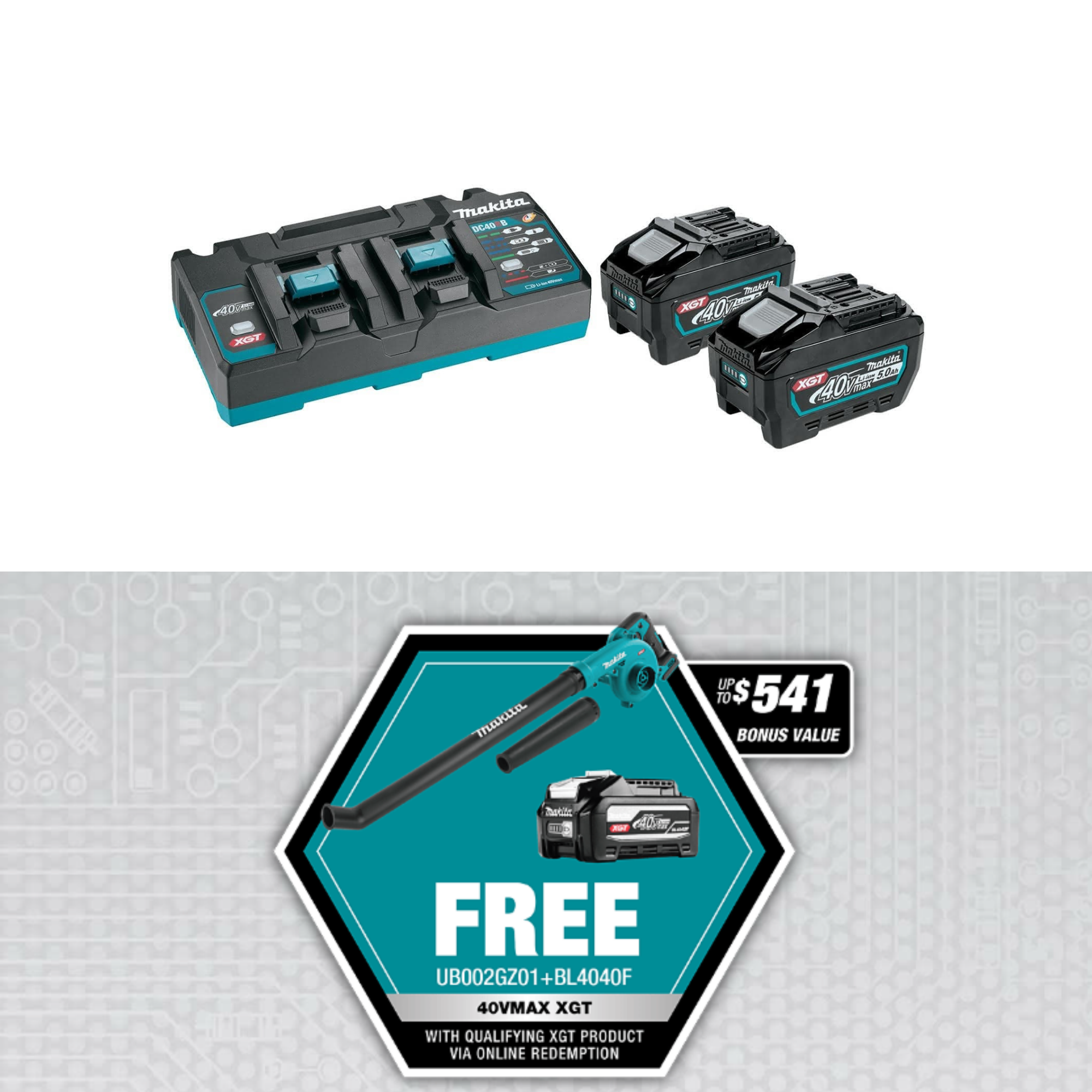 MAKITA 1913Y7-1 40Vmax XGT Battery and Charger Starter Pack (5.0Ah)
