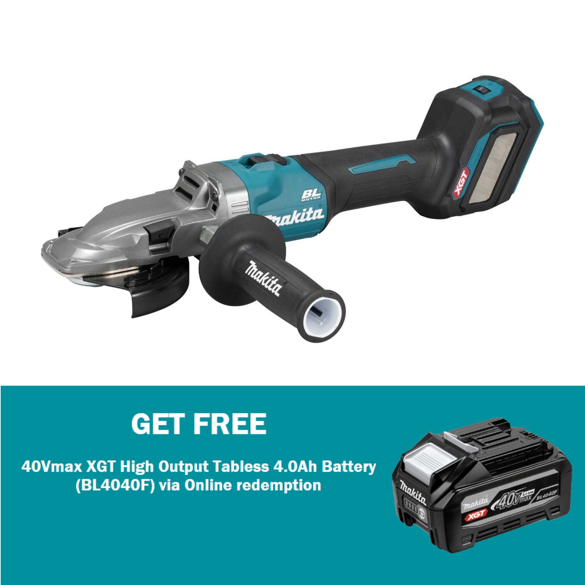 MAKITA GA055GZ 40Vmax XGT Brushless 125mm (5") Flat Head Slide Switch Angle Grinder Skin