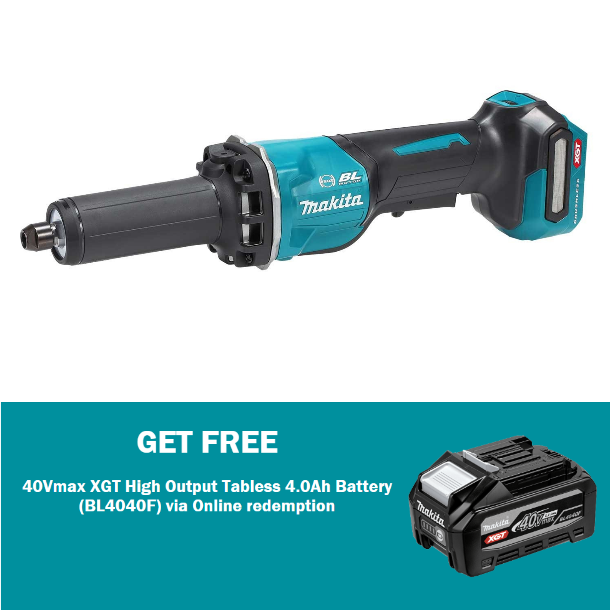 MAKITA GD002GZ 40Vmax XGT Brushless Paddle Switch Die Grinder Skin
