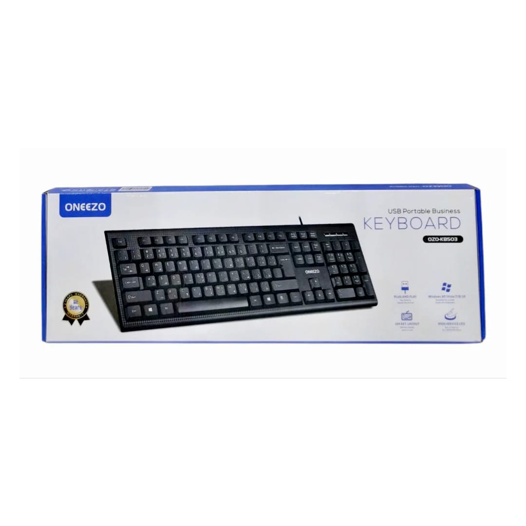 Oneezo Ozo-kb503 Wired USB Keyboard - Full-Size, Black | KEYBOARD WIRED - Server Zone | Official UAE Supplier | View 1