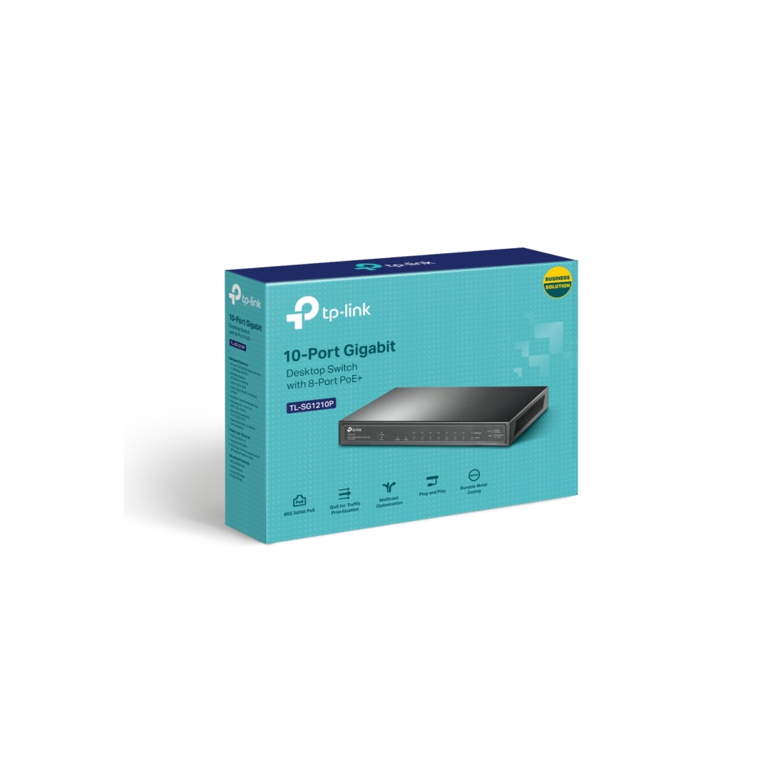 TP-Link TL-SG1210P 10-Port Gigabit Desktop Switch with 8-Port PoE+ | TPLINK TL | NETWORK SWITCH100 MBPS POE - Server Zone | Official UAE Supplier | View 1