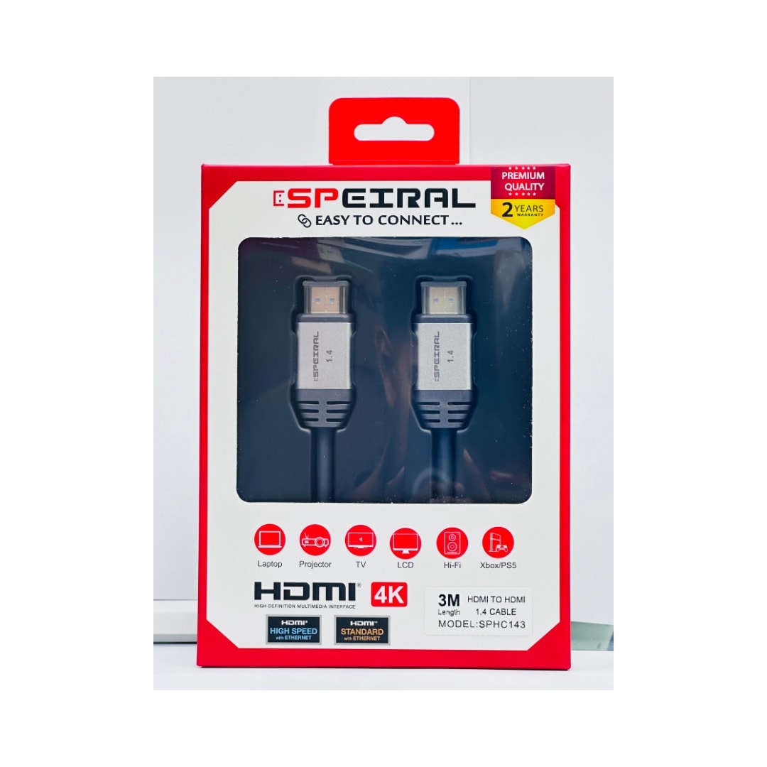 Speiral HDMI Cable 1.4v High Speed - 1 Meter | 4K 30Hz Support-SPHC141 | Uncategorized - Server Zone | Official UAE Supplier | View 11