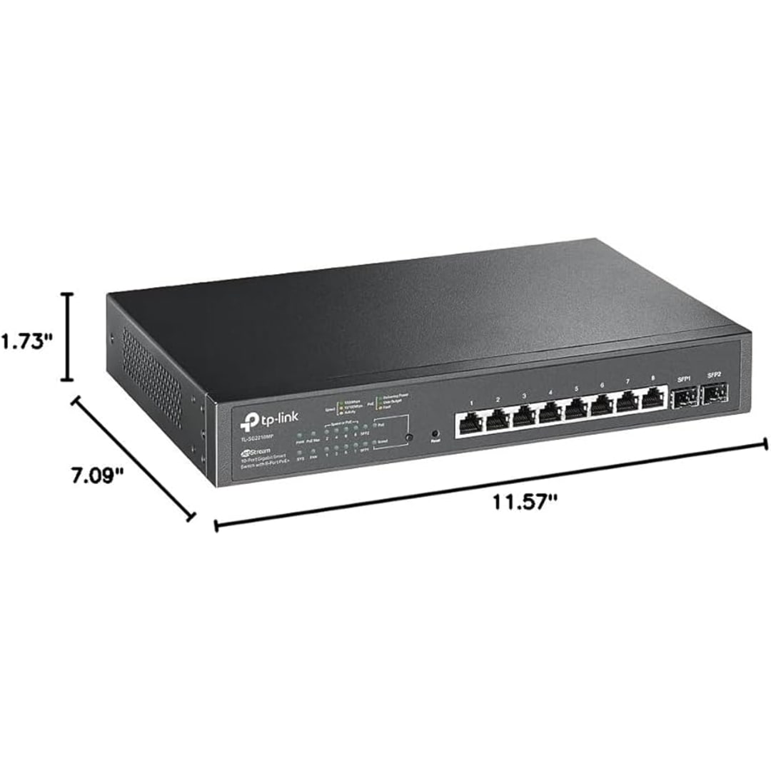 TP-Link JetStream SG2210MP 10-Port Gigabit Smart Managed PoE+ Switch with 8 PoE+ Ports | NETWORK SWITCH100 MBPS POE - Server Zone | Official UAE Supplier | View 3