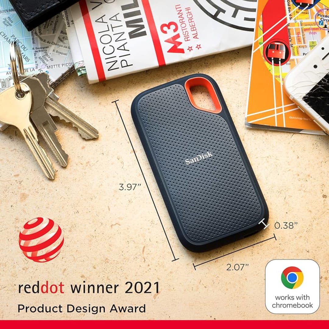 SanDisk 1TB Extreme Portable SSD - Up to 1050MB/s Read, USB 3.2 Gen 2 Type-C | External SSD - Server Zone | Official UAE Supplier | View 4
