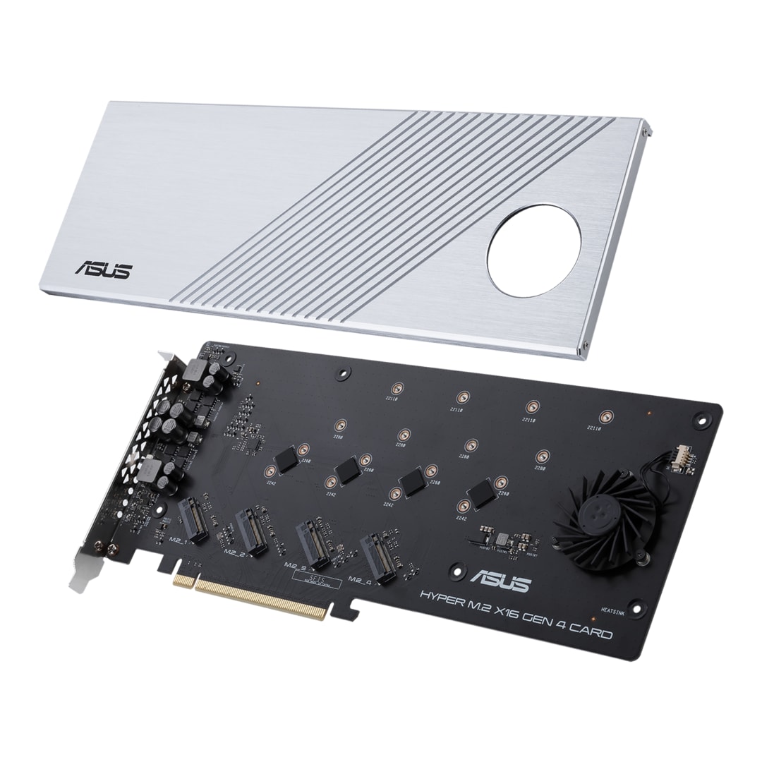 ASUS Hyper M.2 x16 Gen 4 PCIe 4.0/3.0 Expansion Card for 4x NVMe M.2 SSDs | Uncategorized - Server Zone | Official UAE Supplier | View 2