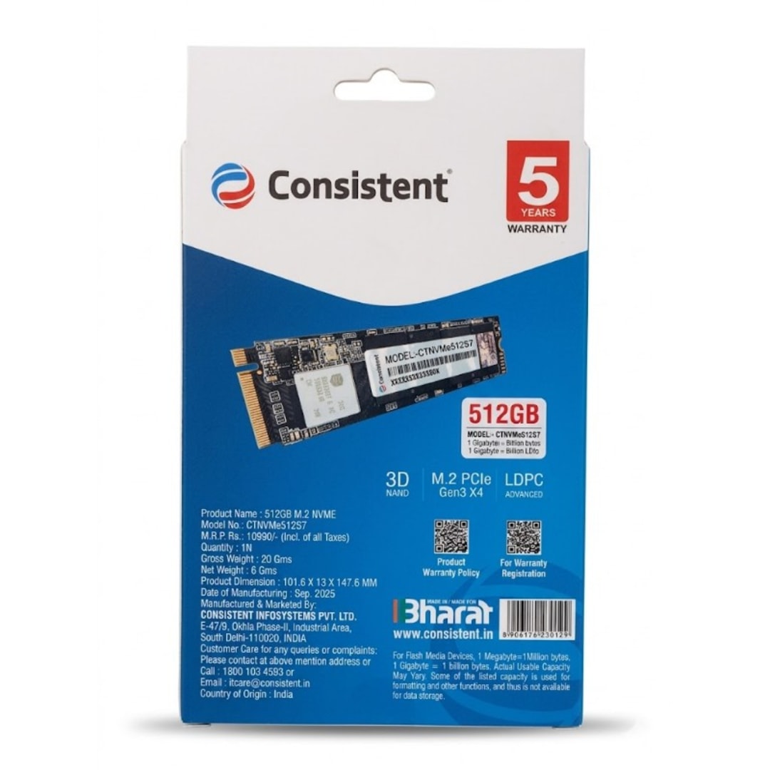 Consistent 512GB NVMe M.2 SSD (S7 Series) PCIe Gen3 x4 | Uncategorized - Server Zone | Official UAE Supplier | View 2