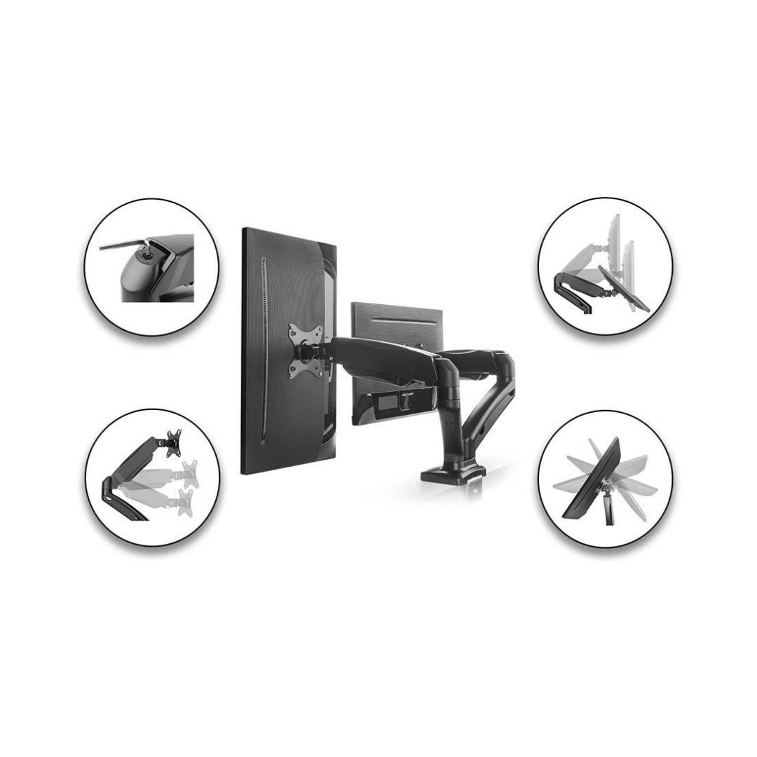 Skill-Tech SH-130C024 Dual Monitor Thin Gas Spring Arm 13"-32" 6kg Black | Skill Tech | Uncategorized - Server Zone | Official UAE Supplier | View 2