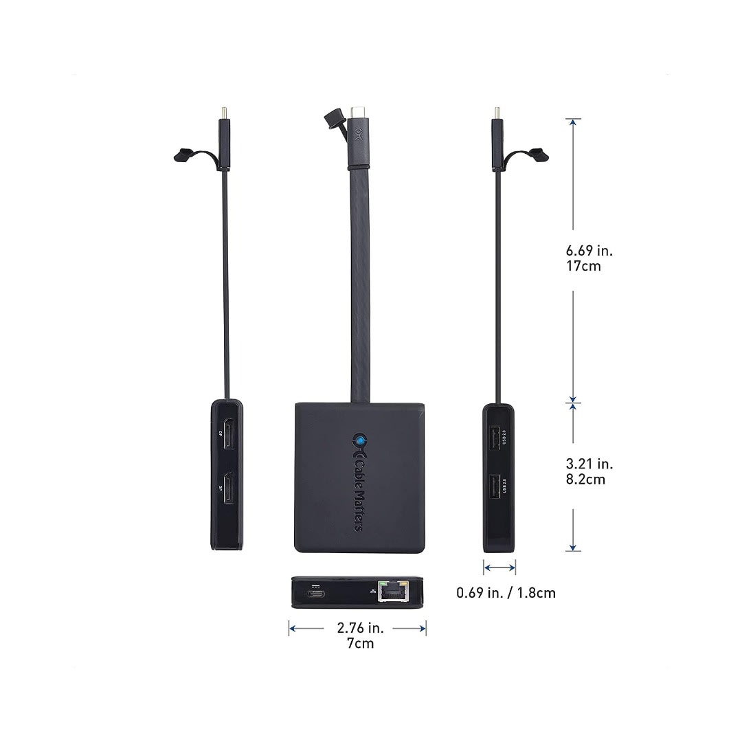 Cable Matters Dual 4K DisplayPort USB-C Hub with 60W PD and Fast Ethernet (201055-BLK) | Uncategorized - Server Zone | Official UAE Supplier | View 6