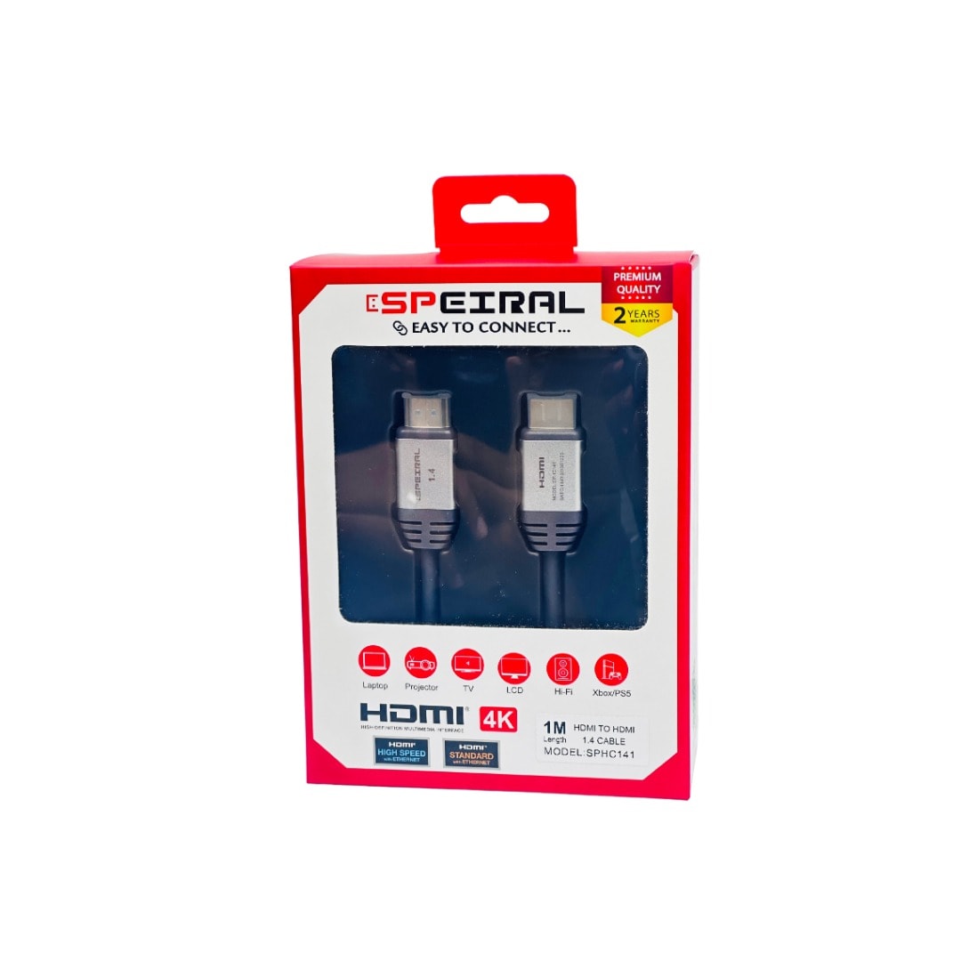 Speiral  HDMI Cable 1.4v High Speed - 1 Meter | 4K 30Hz Support-SPHC141 | 1867 - Server Zone | Official UAE Supplier | View 6