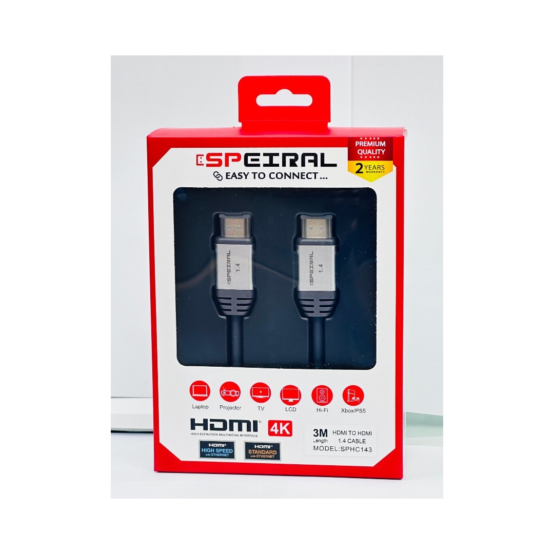 Speiral  HDMI Cable 1.4v High Speed - 1 Meter | 4K 30Hz Support-SPHC141 | 1867 - Server Zone | Official UAE Supplier | View 7