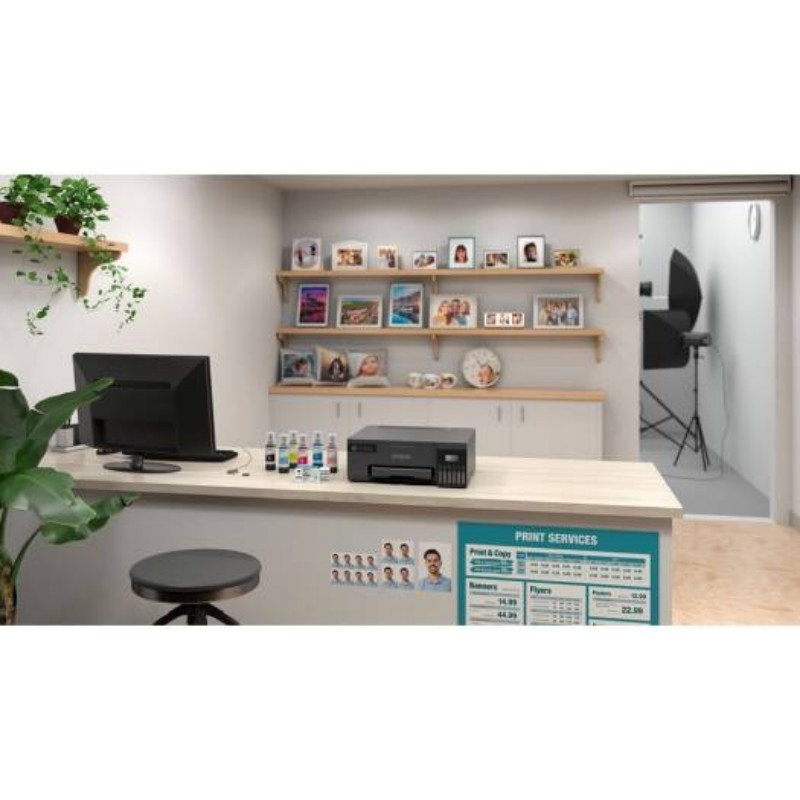 EPSON EcoTank L8050 High Volume 6 Colour A4 Photo Printer, Print 10x15cm Borderless Photos, 5.760 x 1.440 DPI Resolution, 22 ppm Print Speed, Black | C11CK37405 Gallery View 4 116862