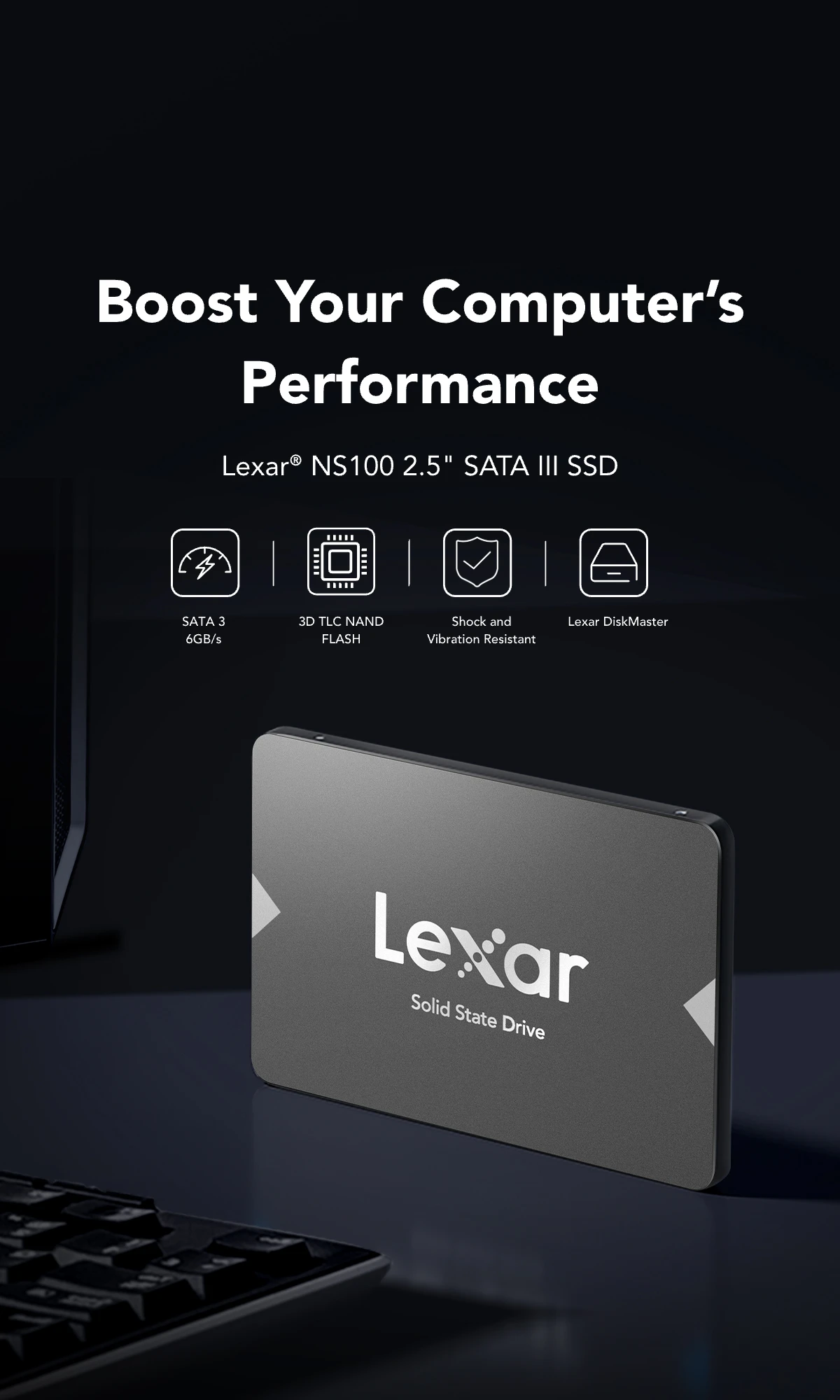 Lexar NS100 2.5-inch SATA III (6Gb/s) Internal SSD Gallery View 3 LNS100-2TRNA