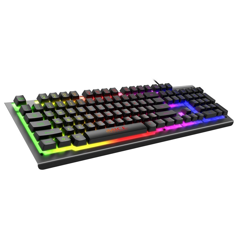 IMICE AK-900 Wired Gaming Keyboard with Rainbow LED Backlight - Ergonomic & Durable Black Design Gallery View 6