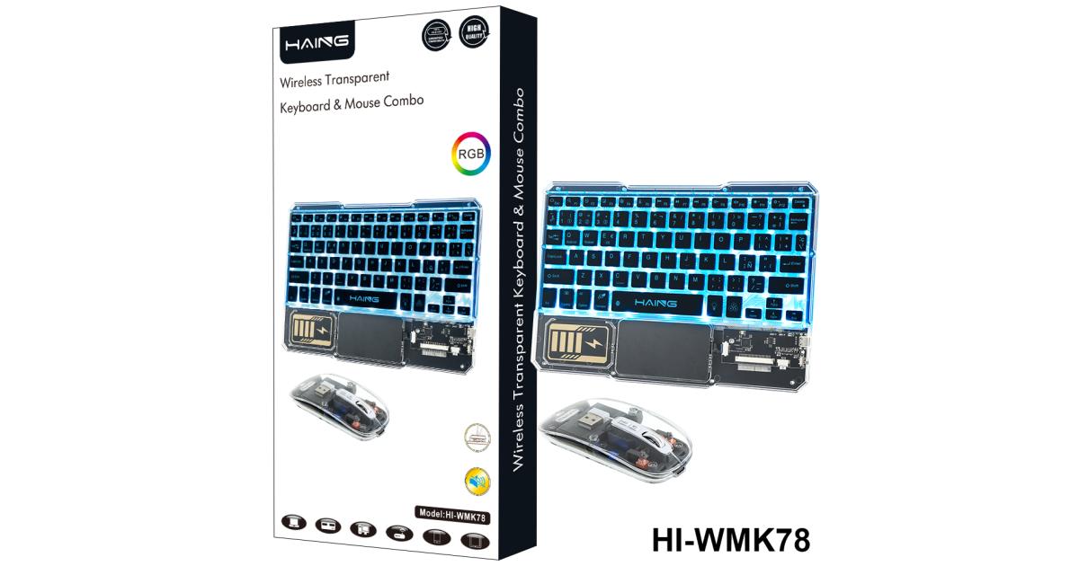 HAING HI-WMK78 Transparent Wireless Keyboard and Mouse Combo Set Gallery View 2 HI-WMK78