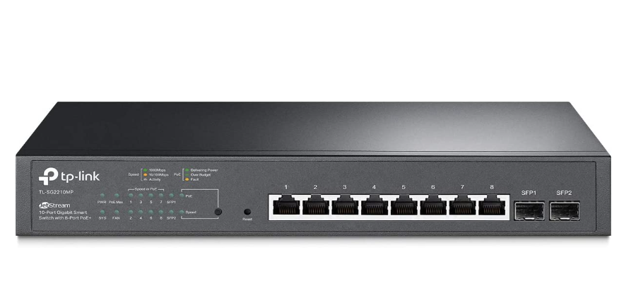 TP-Link JetStream SG2210MP 10-Port Gigabit Smart Managed PoE+ Switch with 8 PoE+ Ports Gallery View 2