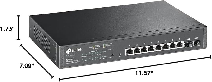 TP-Link JetStream SG2210MP 10-Port Gigabit Smart Managed PoE+ Switch with 8 PoE+ Ports Gallery View 3