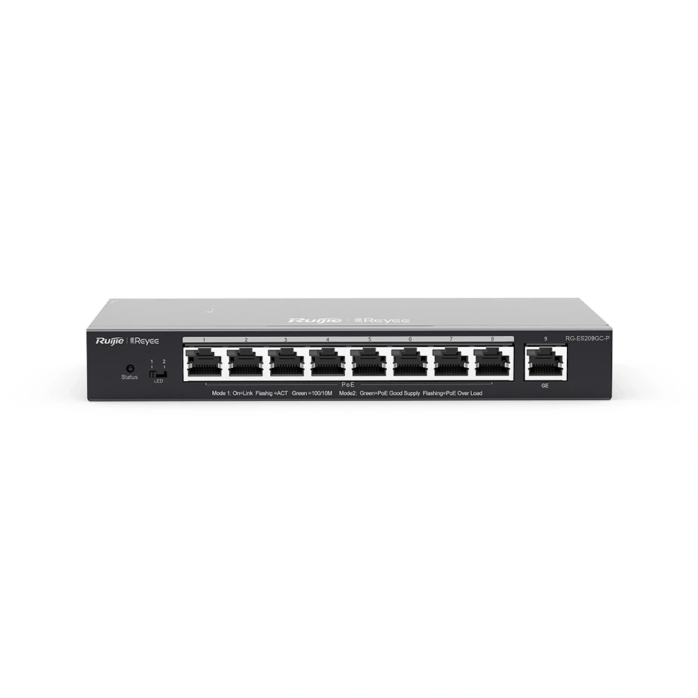 Ruijie RG-ES209GC-P 9-Port Gigabit Smart PoE+ Network Switch with 120W Budget Gallery View 2