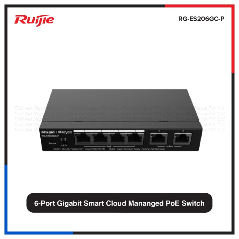 Ruijie RG-ES209GC-P 9-Port Gigabit Smart PoE+ Network Switch with 120W Budget Gallery View 3