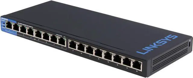 Linksys LGS116P 16-Port Gigabit PoE+ Unmanaged Business Desktop Switch Gallery View 4