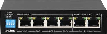 D-Link DGS-F1006P-E 6-Port Gigabit PoE Unmanaged Desktop Switch Gallery View 2