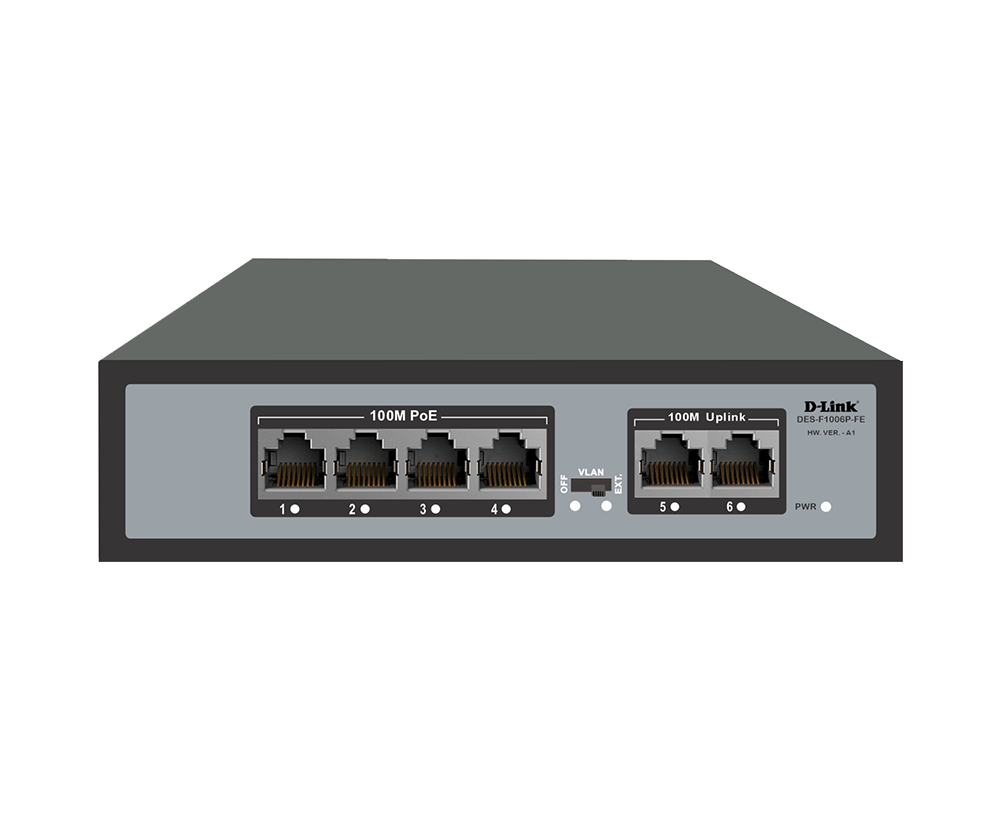 D-Link DGS-F1006P-E 6-Port Gigabit PoE Unmanaged Desktop Switch Gallery View 3