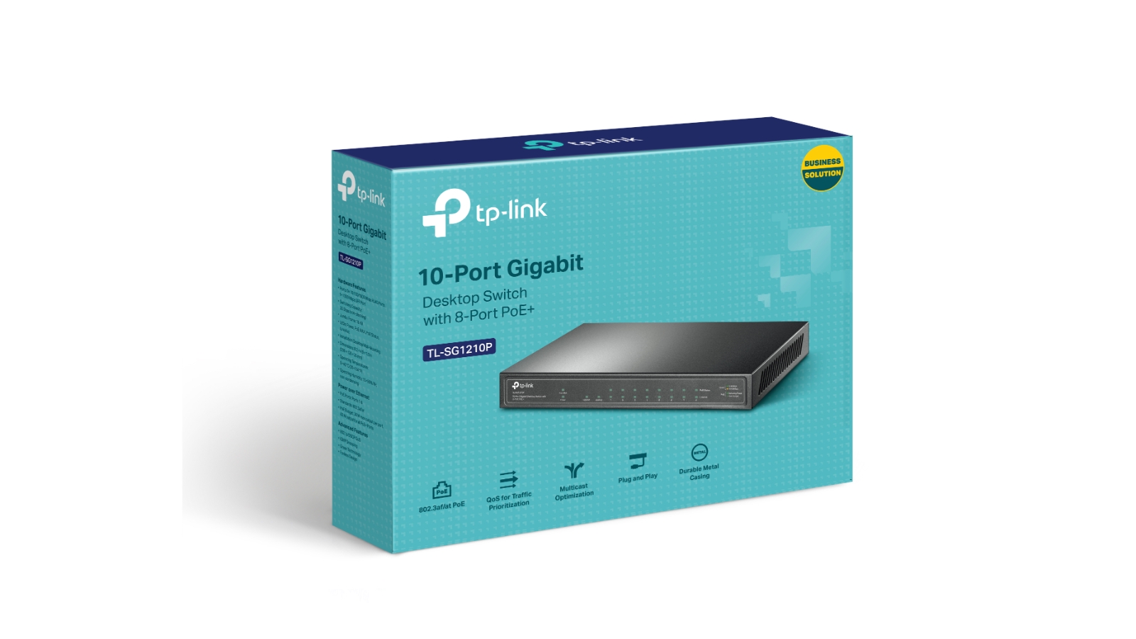 TP-Link TL-SG1210P 10-Port Gigabit Desktop Switch with 8-Port PoE+ Gallery View 2