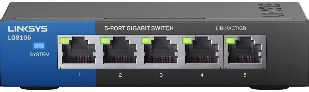 Linksys LGS105 5-Port Gigabit Ethernet Unmanaged Business Desktop Switch Gallery View 2