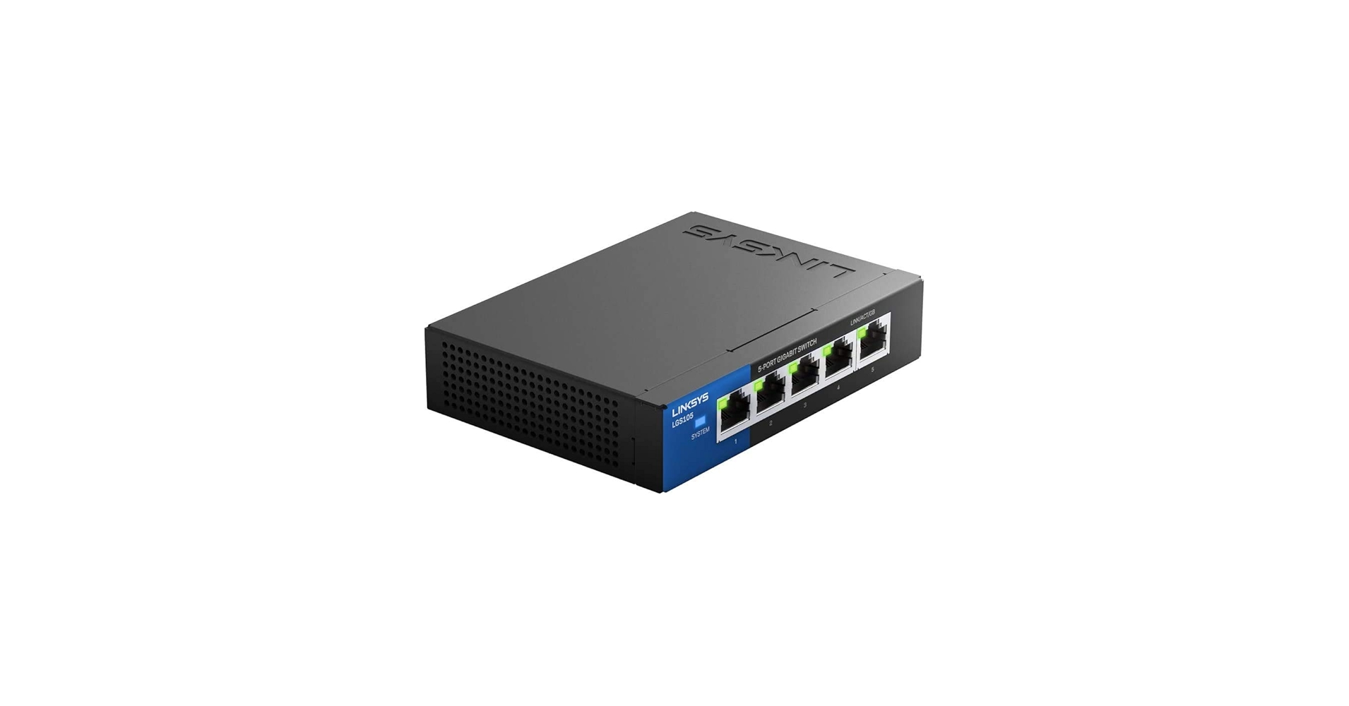 Linksys LGS105 5-Port Gigabit Ethernet Unmanaged Business Desktop Switch Gallery View 3