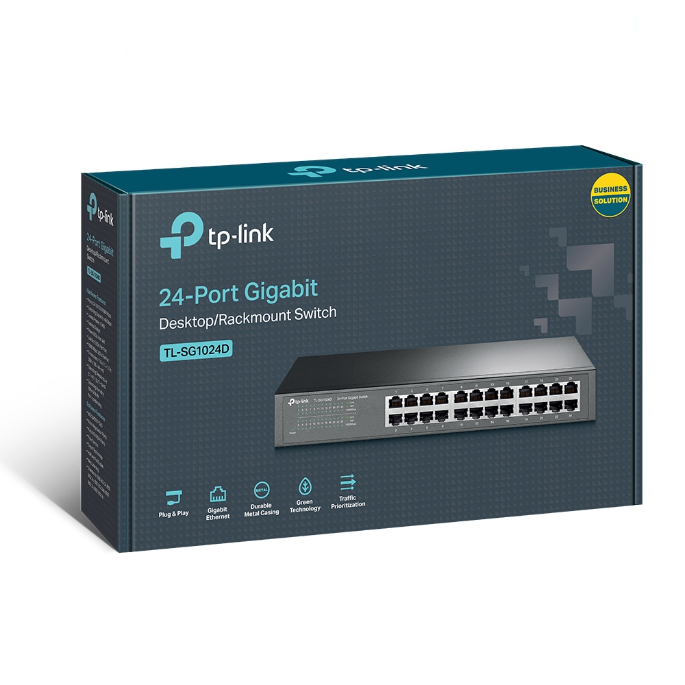 TP-Link TL-SG1024D 24-Port Gigabit Ethernet Unmanaged Switch - Plug and Play, Desktop/Rackmount, Fanless Gallery View 4