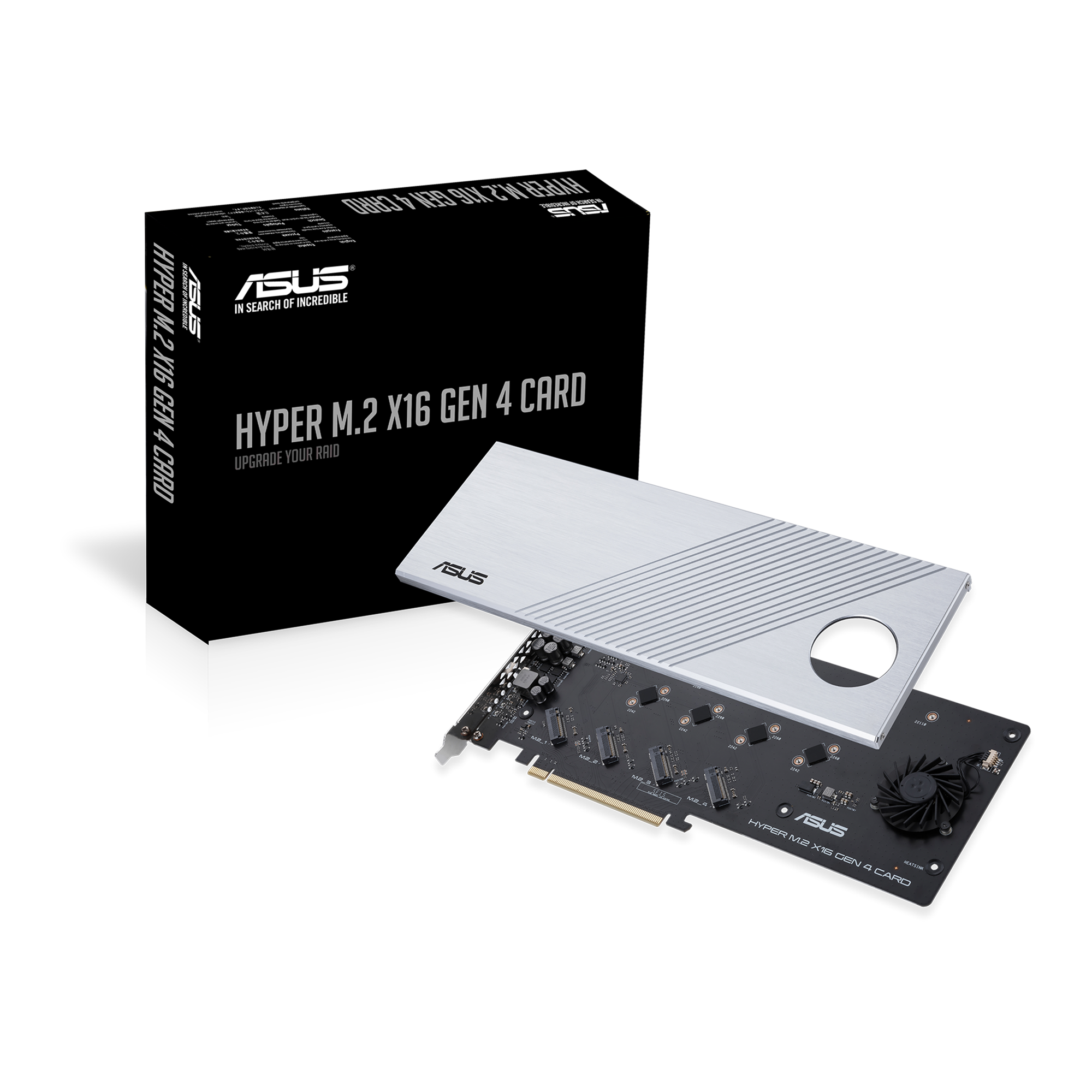 ASUS Hyper M.2 x16 Gen 4 PCIe 4.0/3.0 Expansion Card for 4x NVMe M.2 SSDs Gallery View 3