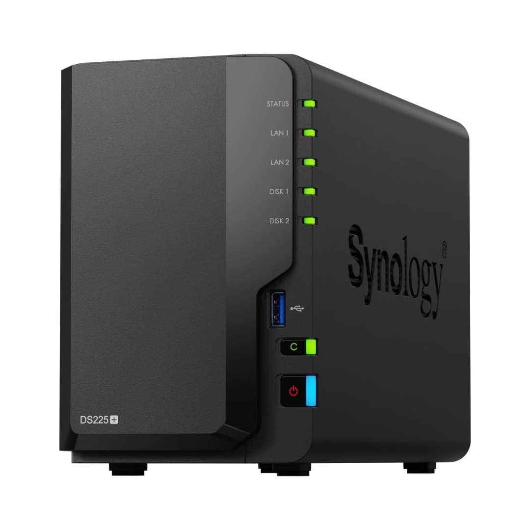 Synology DiskStation DS225+ 2-Bay NAS Server, Intel Celeron J4125 Quad-Core, 2GB DDR4 RAM, 2.5GbE LAN | DS225+ | 327 - Server Zone | Official UAE Supplier
