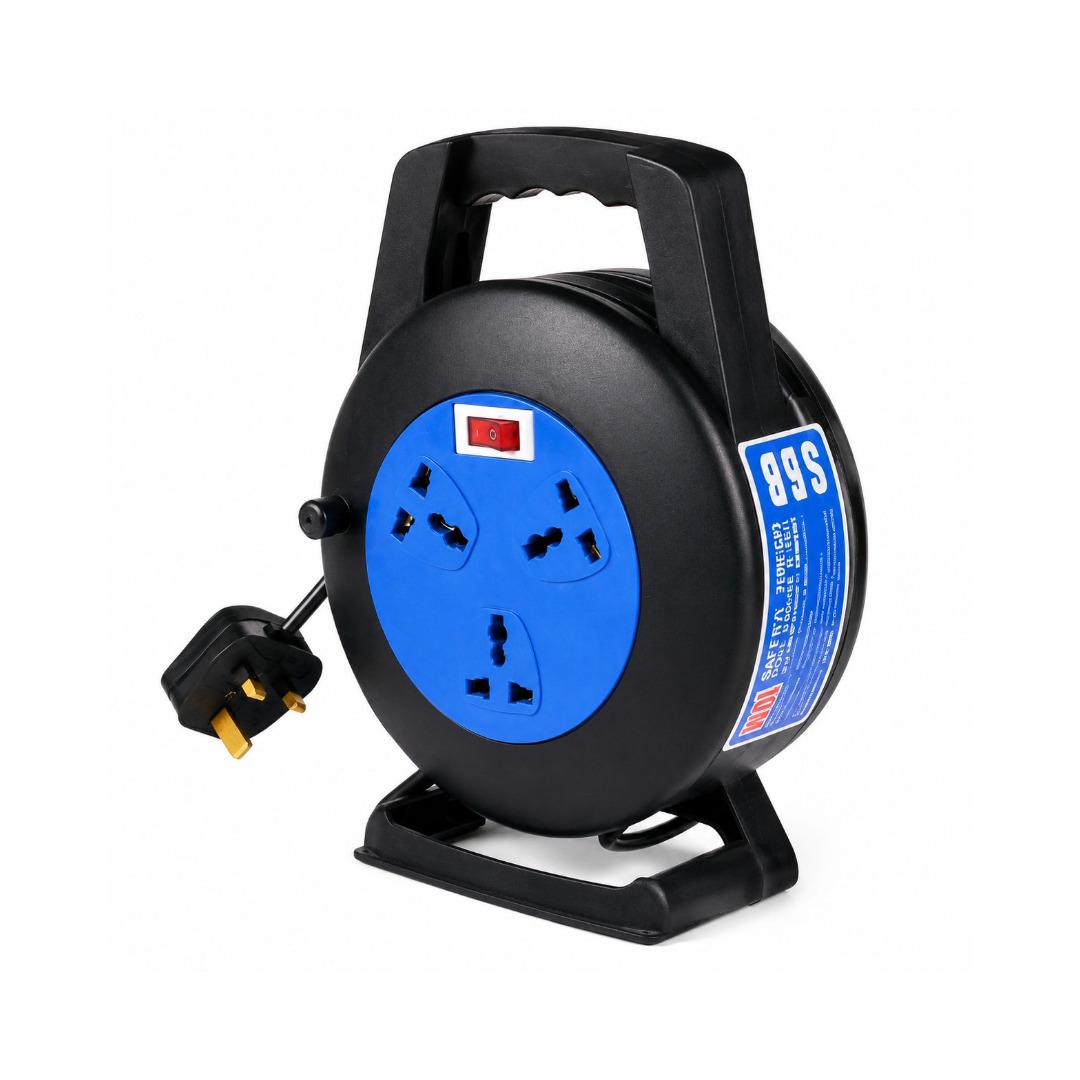 GLAZE GZE10R 10M Power Extension Reel with 3-Way Universal Socket, 2500W, 10A, Thermal Cut-Out